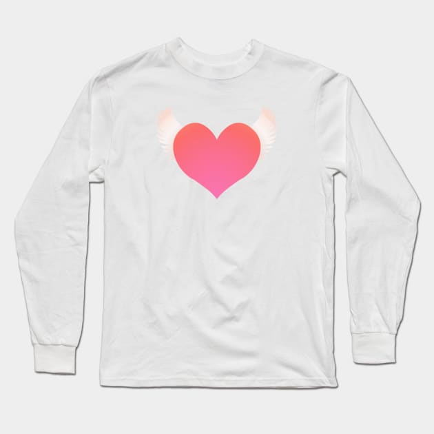 Pink Heart on Wings Long Sleeve T-Shirt by RawSunArt